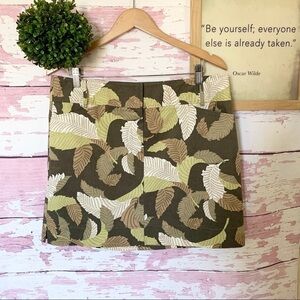 Ann Taylor LOFT petites Green Leaf Print Skirt 14